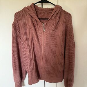 SHEIN Women's Zip Up Sweater in Dusty Rose